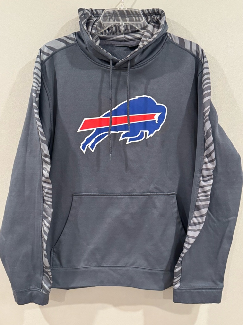 Buffalo Bills Zubaz Hoodie Pullover Gray Mens XL Zebra Striped NFL Retro